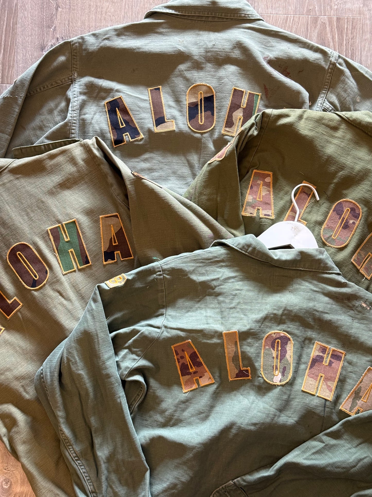 Ohanalei Vintage - “ALOHA PATCH” Military Jacket - (w/Patch add patches) Solid Army Green