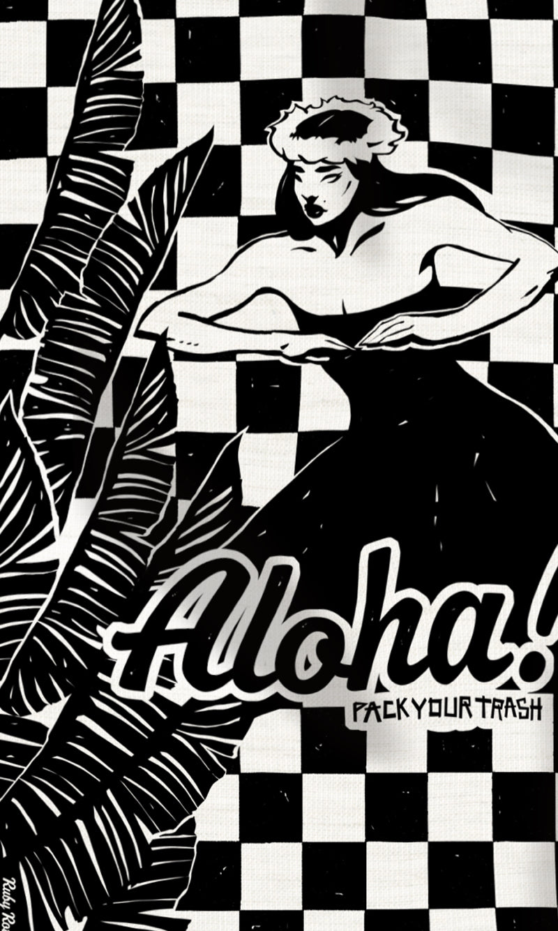 Ruby Roth Art - ALOHA “Pack Your Trash” Pareo (sarong)