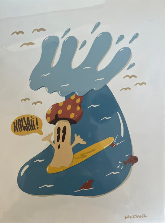 Bryce Art Prints - Surfing Mushroom Dude