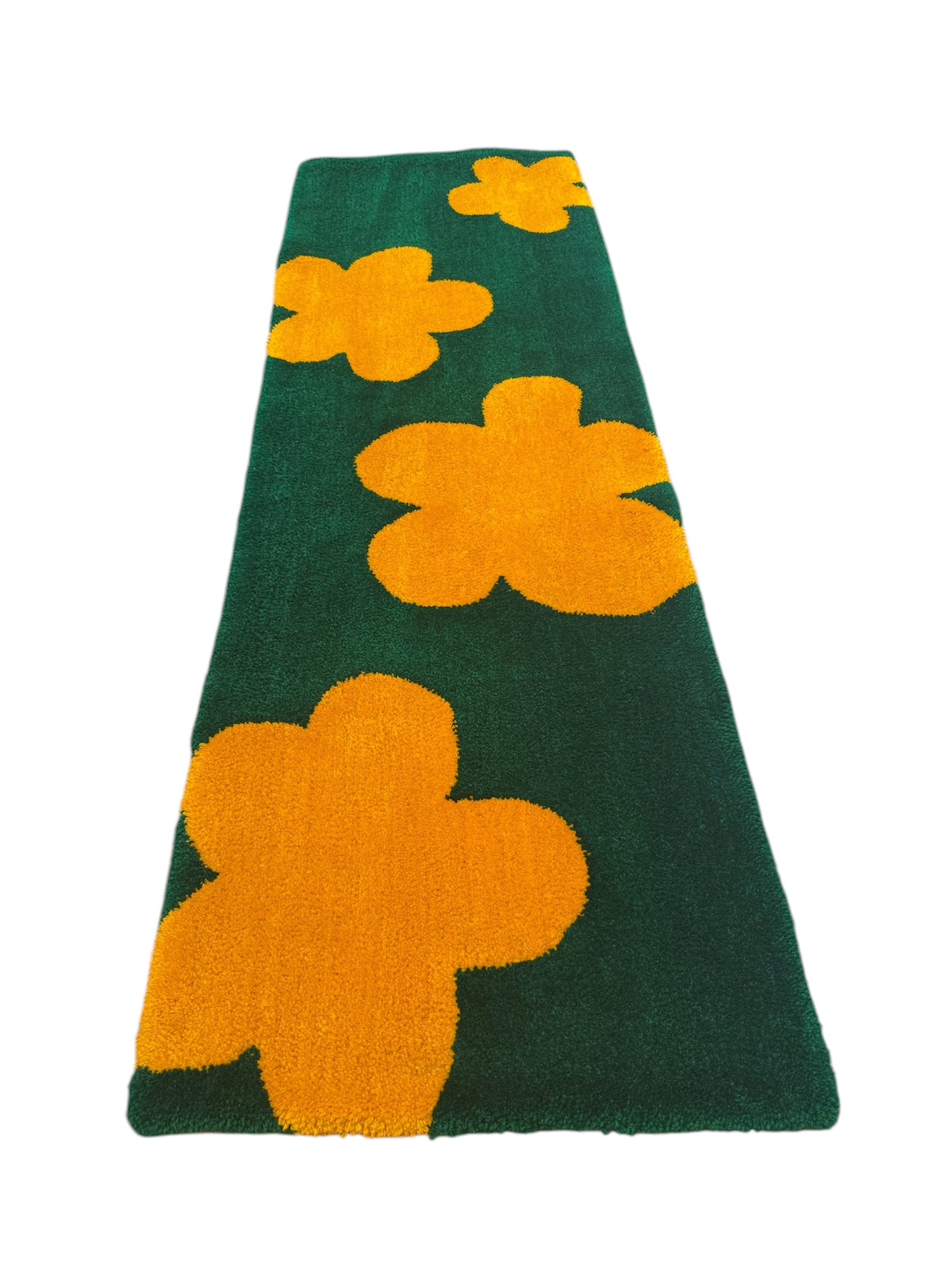 BRYCE BAKER - “FLOWER POWER” - Rectangular RUG -green w/yellow flower