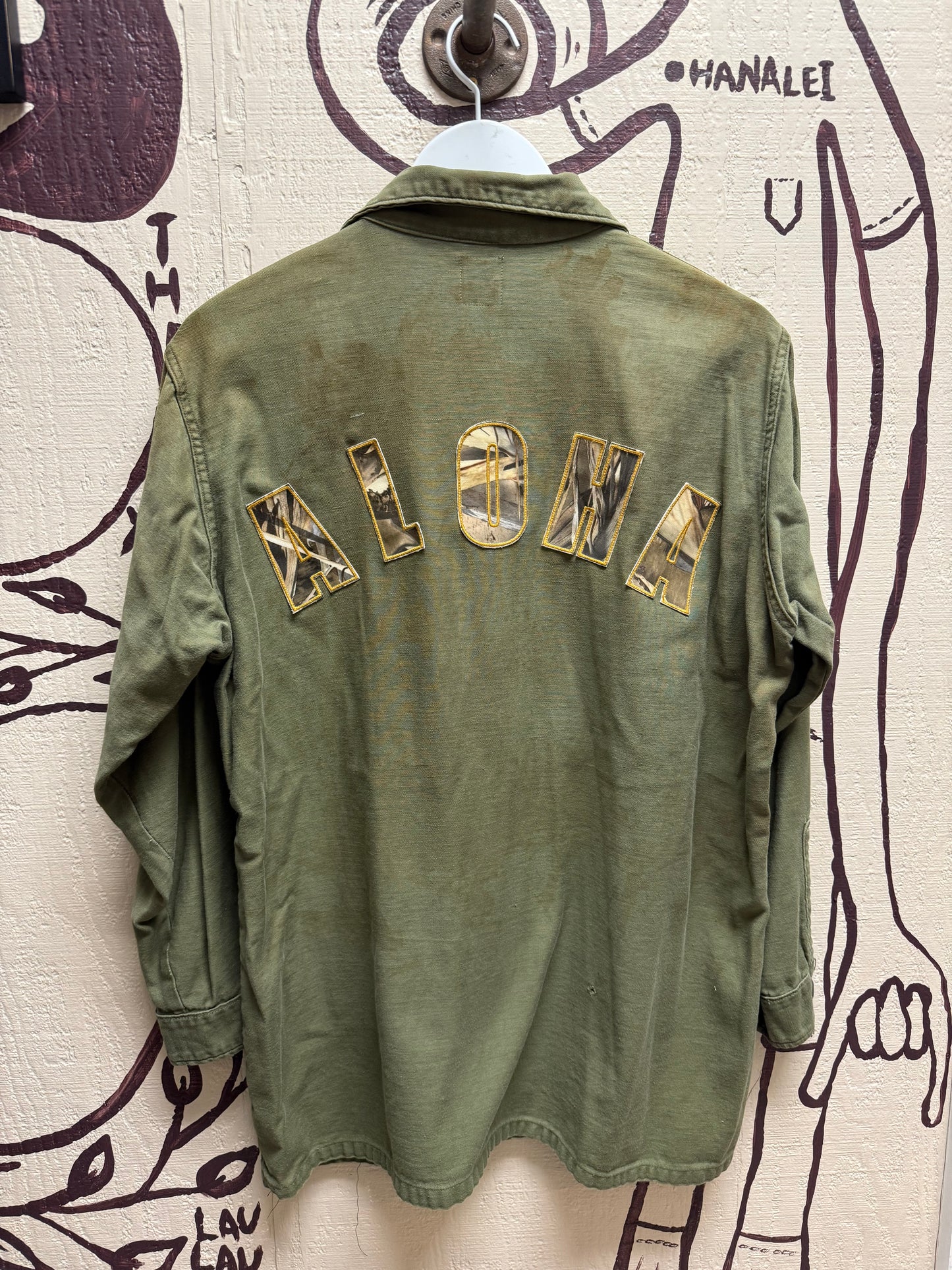 Ohanalei Vintage - “ALOHA PATCH” Military Jacket - (Back Aloha Patch Only)Solid Army Green