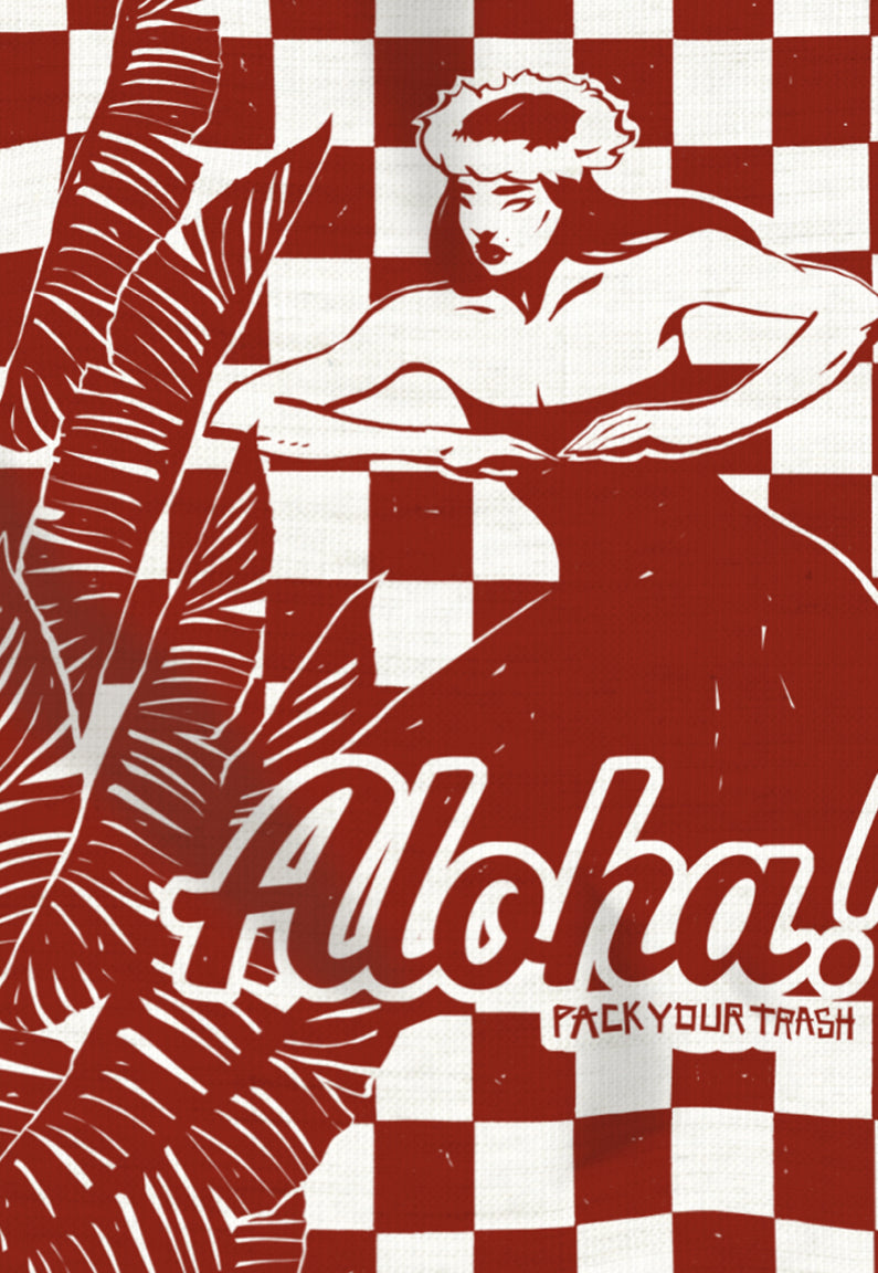 Ruby Roth Art - ALOHA “Pack Your Trash” Pareo (sarong)