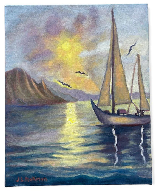 Jeanine Original Art -Sailing Iwa Moonrise