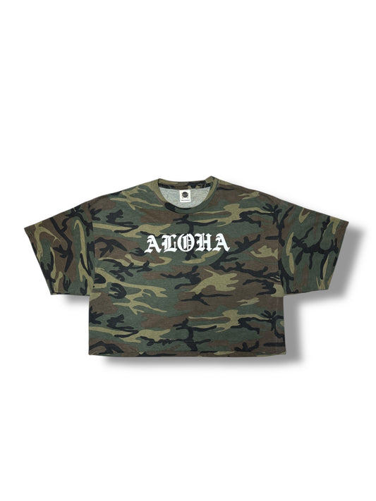 Ohanalei - Women’s “ALOHA” Camo Crop Tee