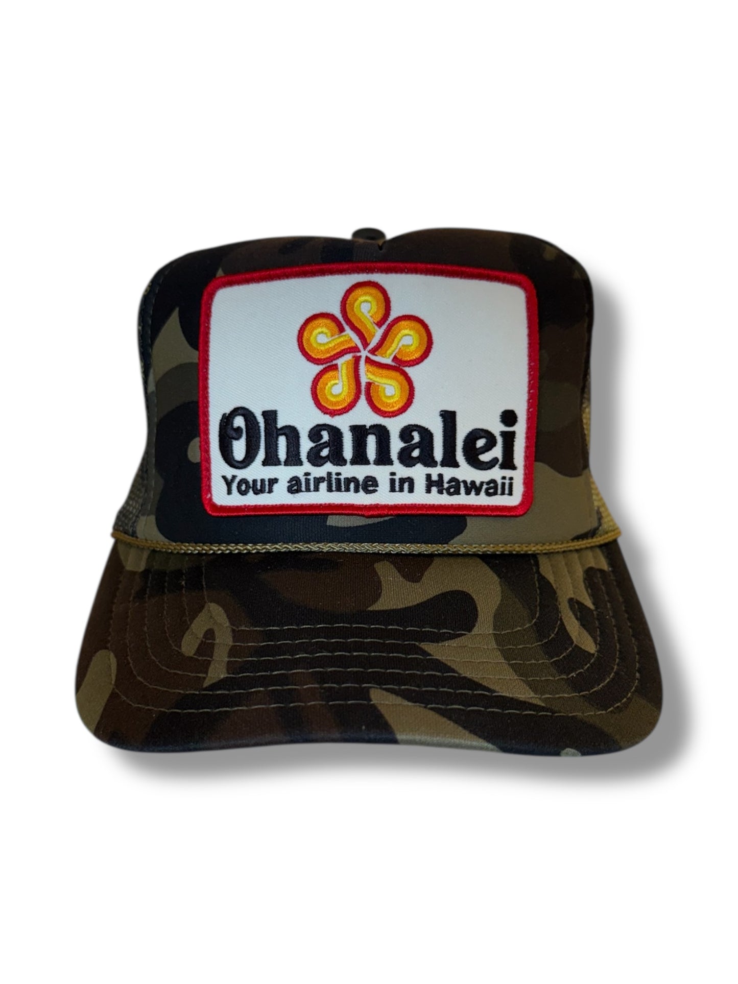 Ohanalei “Your Airlines in Hawaii” Flower PATCH  Snapback Hat - Camo