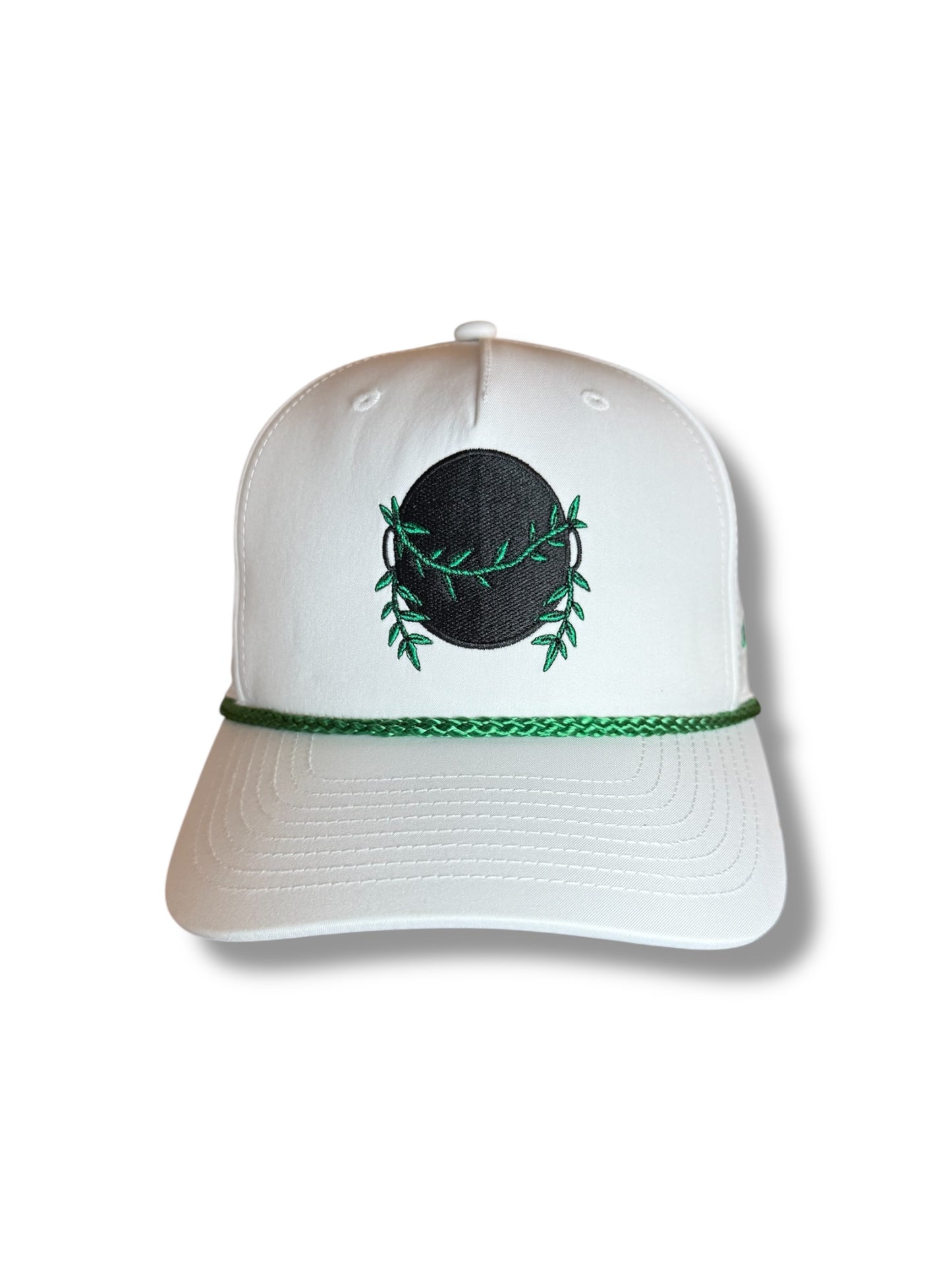 Ohanalei “Black Pot” Logo SnapBack Hat - White w/ Green rope