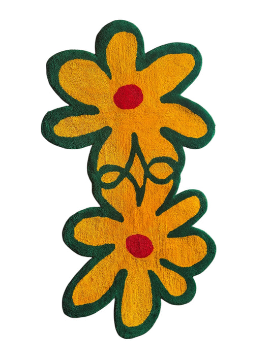 BRYCE BAKER - “FLOWER POWER” CutOut RUG - yellow/green