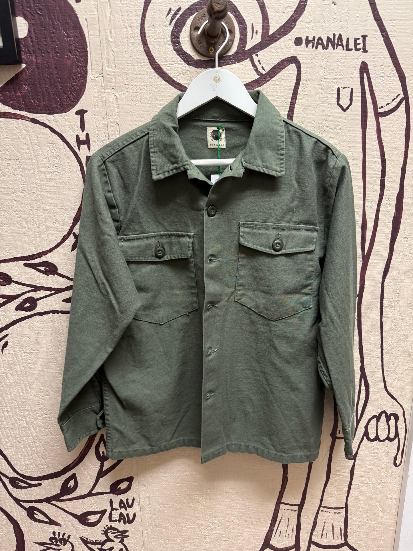 Ohanalei Vintage - “ALOHA PATCH” Military Jacket - (Back Aloha Patch Only)Solid Army Green