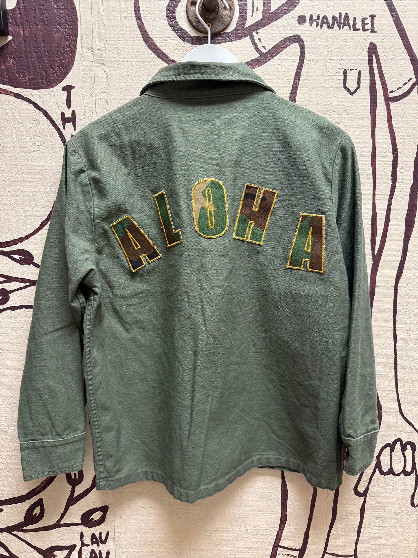 Ohanalei Vintage - “ALOHA PATCH” Military Jacket - (Back Aloha Patch Only)Solid Army Green