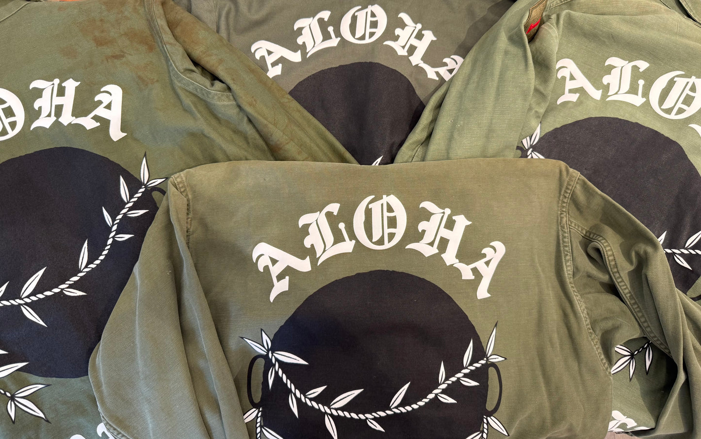 Ohanalei Vintage - “ALOHA PUFF” Military Jacket - Solid Army Green