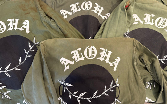 Ohanalei Vintage - “ALOHA PUFF” Military Jacket - Solid Army Green