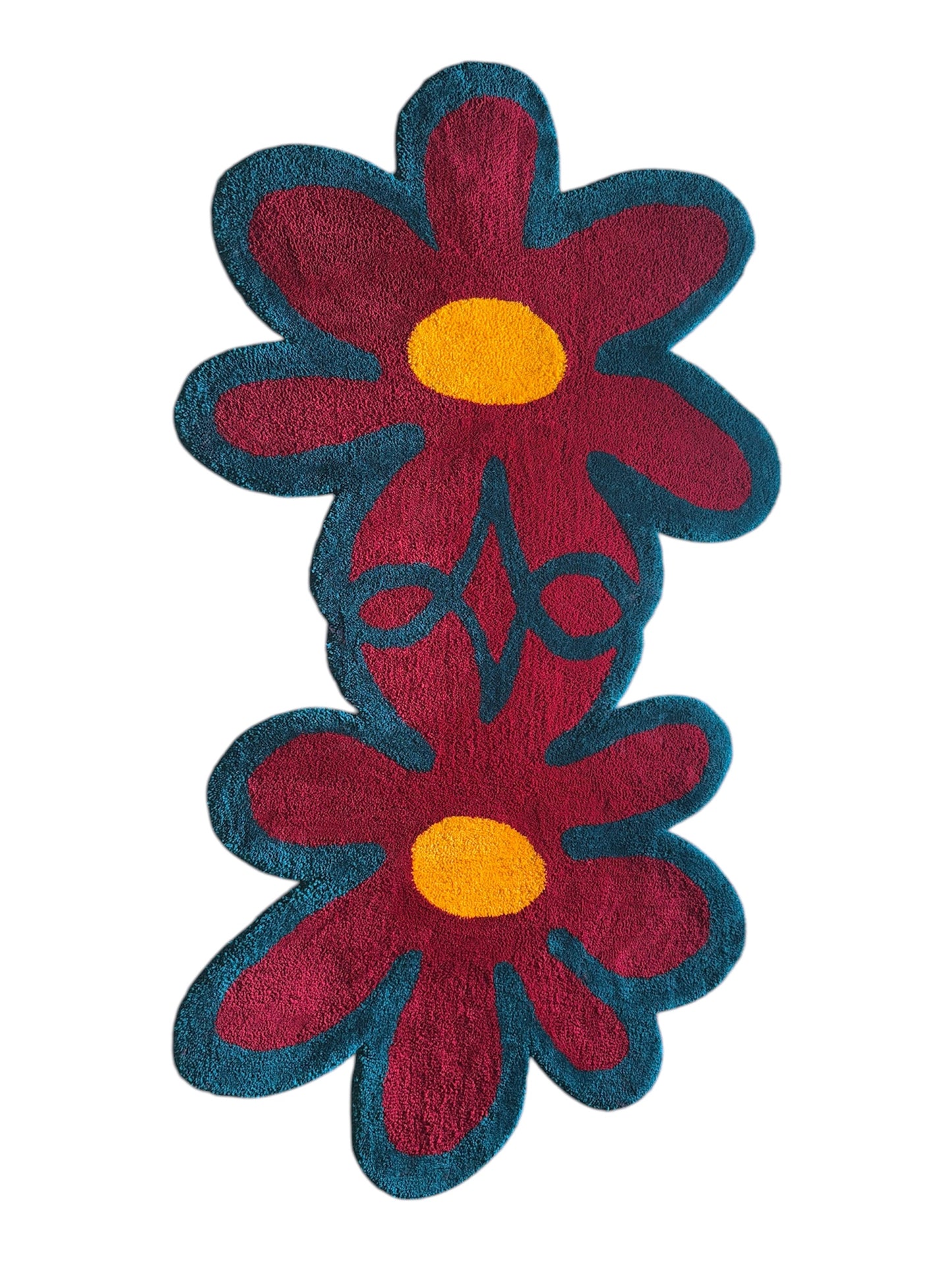 BRYCE BAKER - “FLOWER POWER” CutOut RUG - Red/Blue