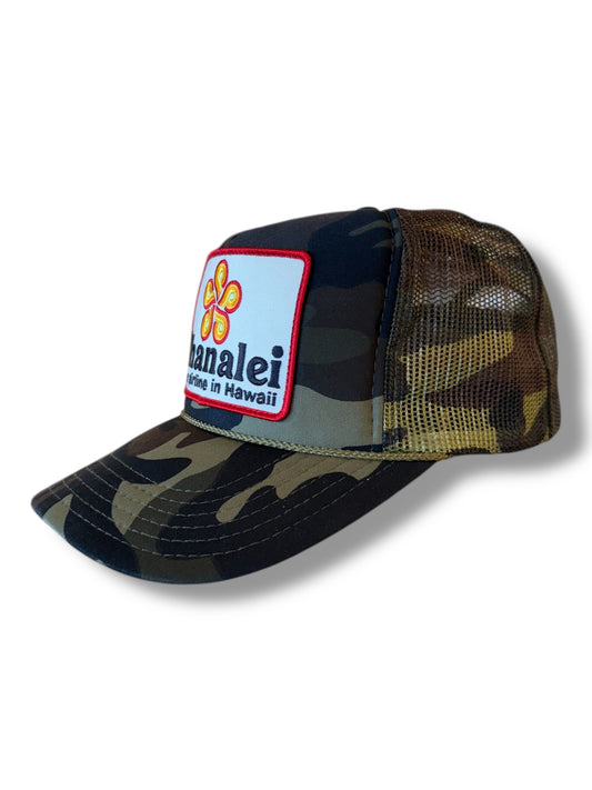 Ohanalei “Your Airlines in Hawaii” Flower PATCH  Snapback Hat - Camo