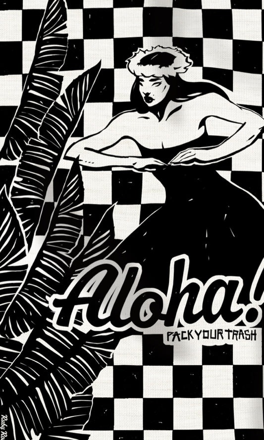 Ruby Roth Art - ALOHA “Pack Your Trash” Pareo (sarong)