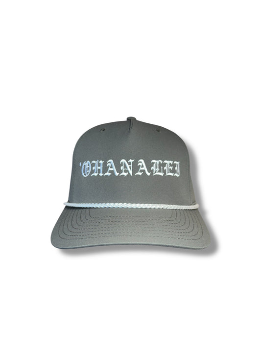 Old English “OHANALEI” Embroidered Snapback Hat - Olive