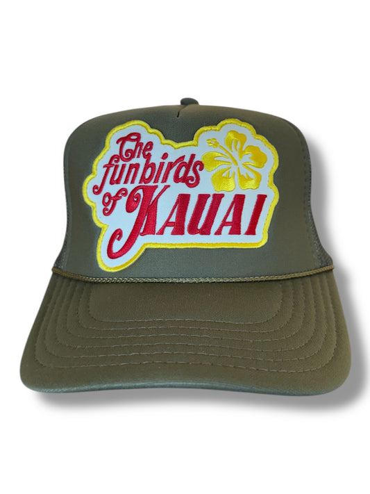 Ohanalei “Fun Birds of Kauai” PATCH  Snapback Hat - Olive