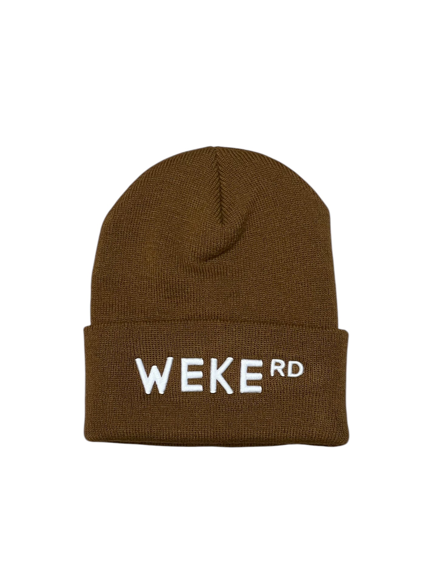 Weke Rd Beanie - Brown w/ White Embroidery