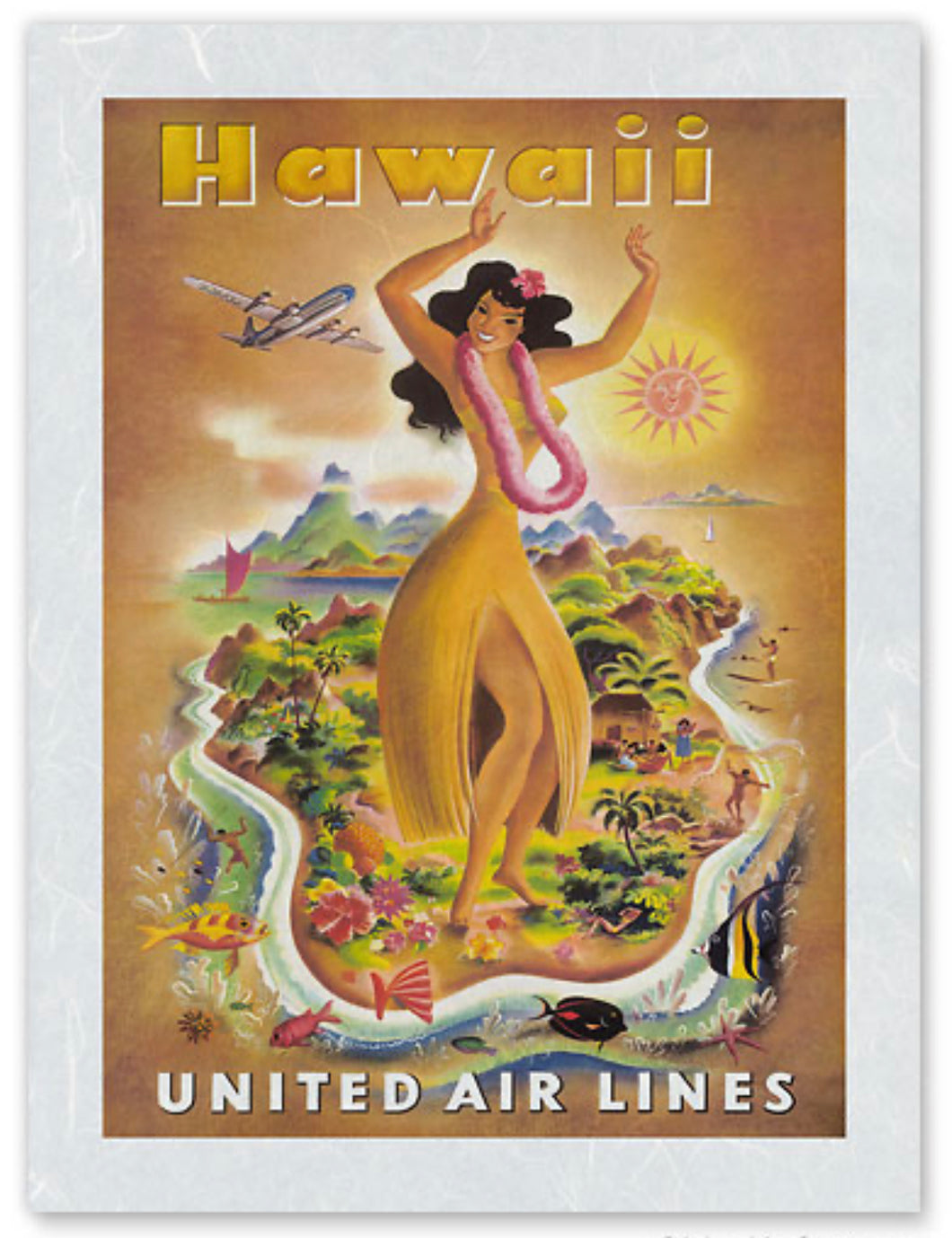 Ohanalei Vintage ART - “Hawaii Hula Dancer” United Air Lines