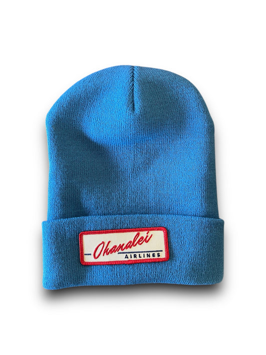 Ohanalei “Airlines” Patch on Blue Beanie