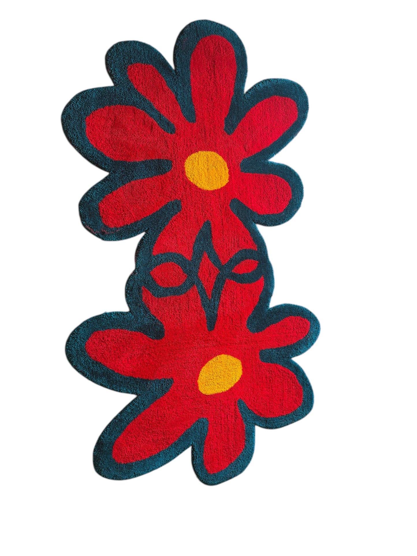 BRYCE BAKER - “FLOWER POWER” CutOut RUG - Red/Blue