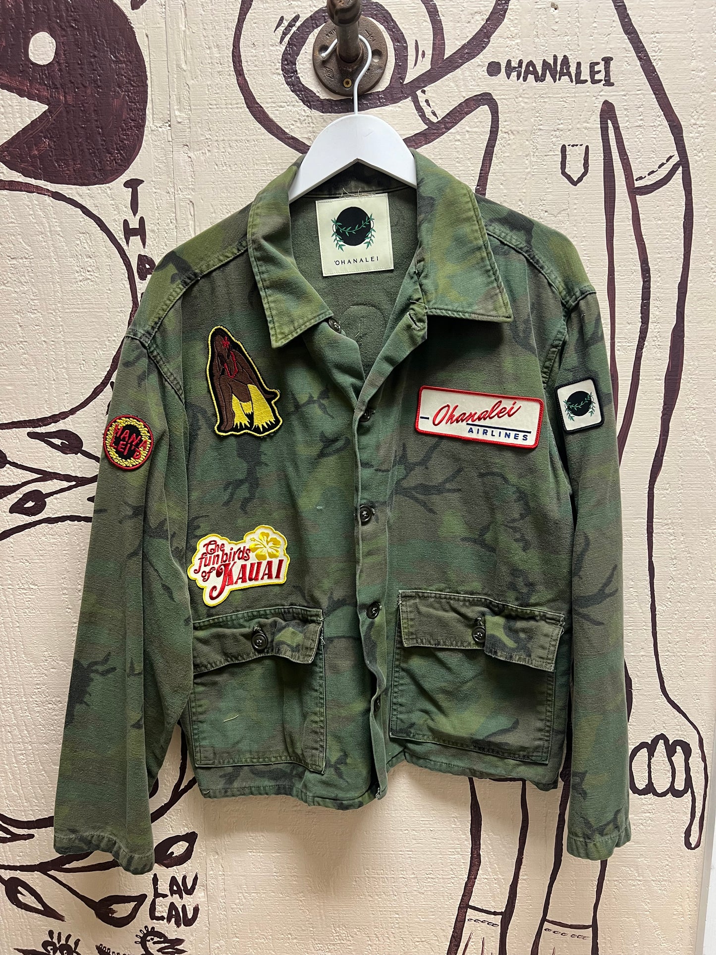 Ohanalei Vintage - Army Camo “Aloha” Jacket with Custom Patches