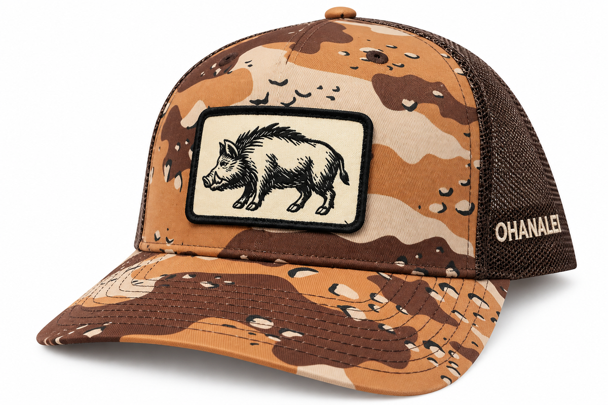 Ohanalei - “Boar” Patch Hat- Desert Camo Snap Back