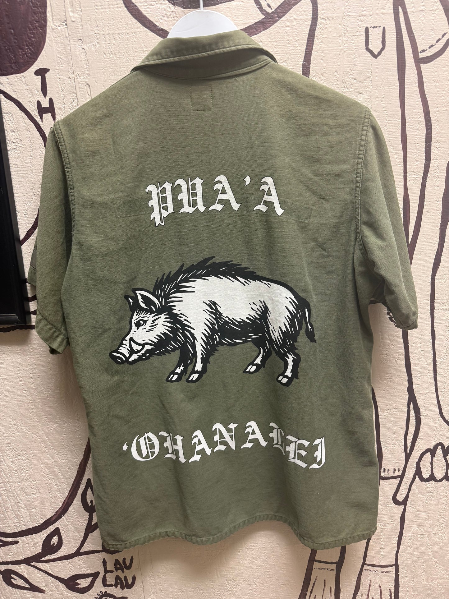 Ohanalei Vintage - “Pua’a” Military Shirt - Olive Camo (Copy)