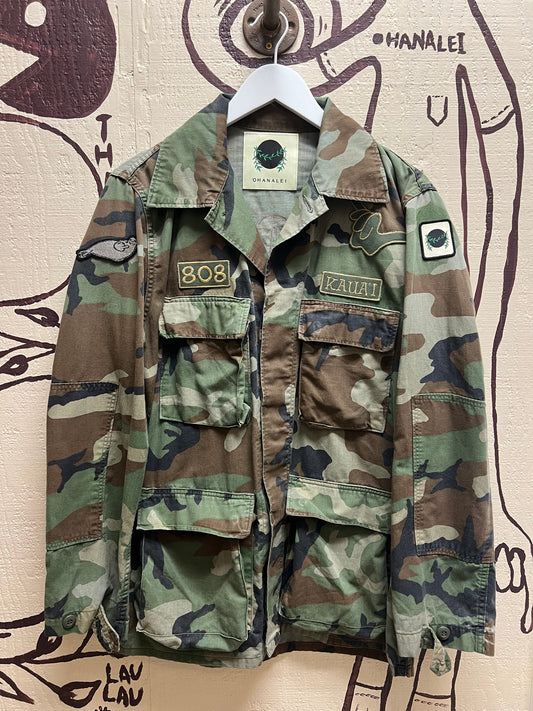 Ohanalei Vintage - Army Camo “Aloha” Jacket with Custom Patches