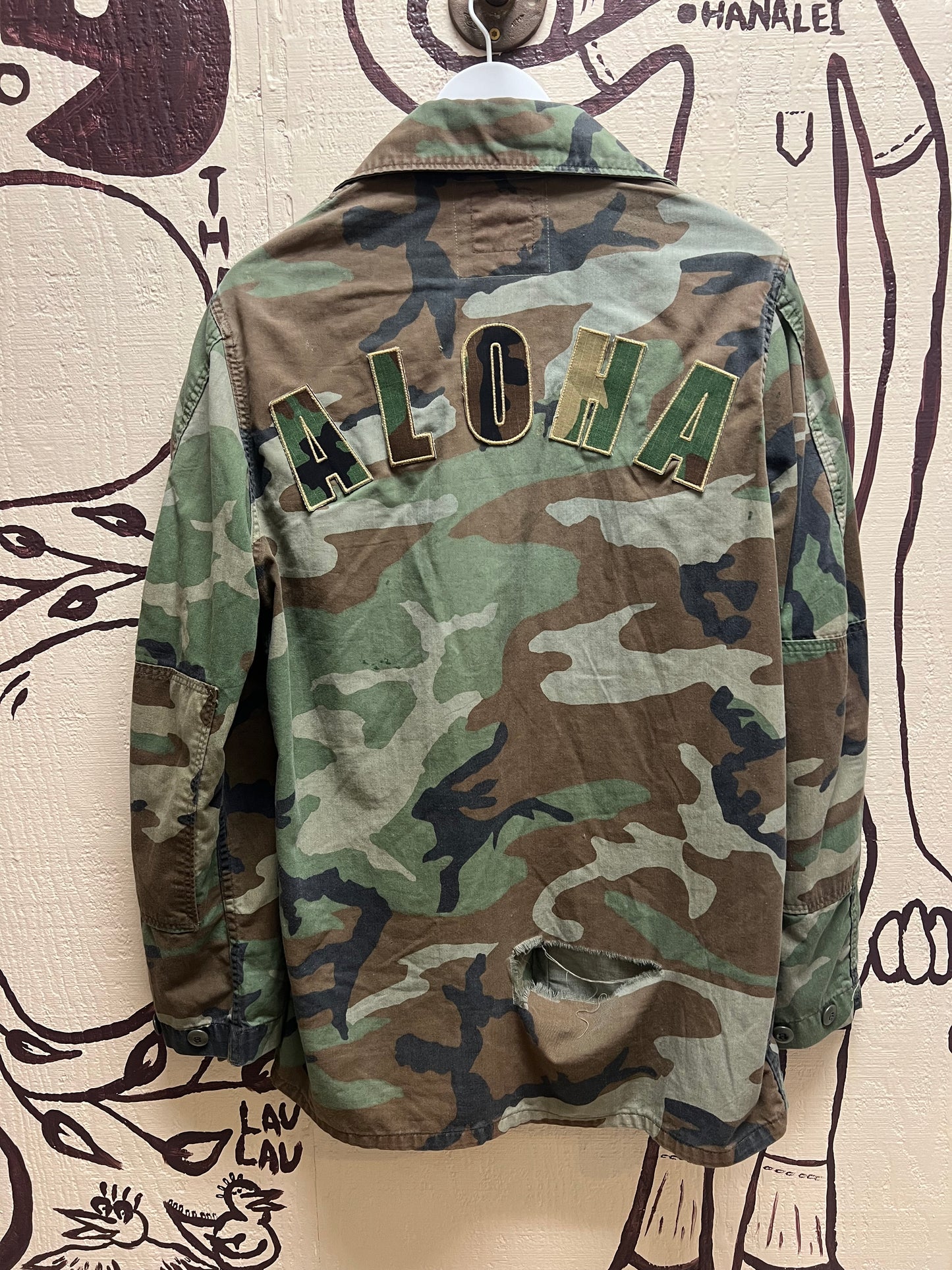 Ohanalei Vintage - Army Camo “Aloha” Jacket with Custom Patches