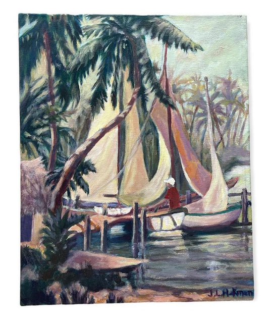Jeanine Original Art - Boats Harbor
