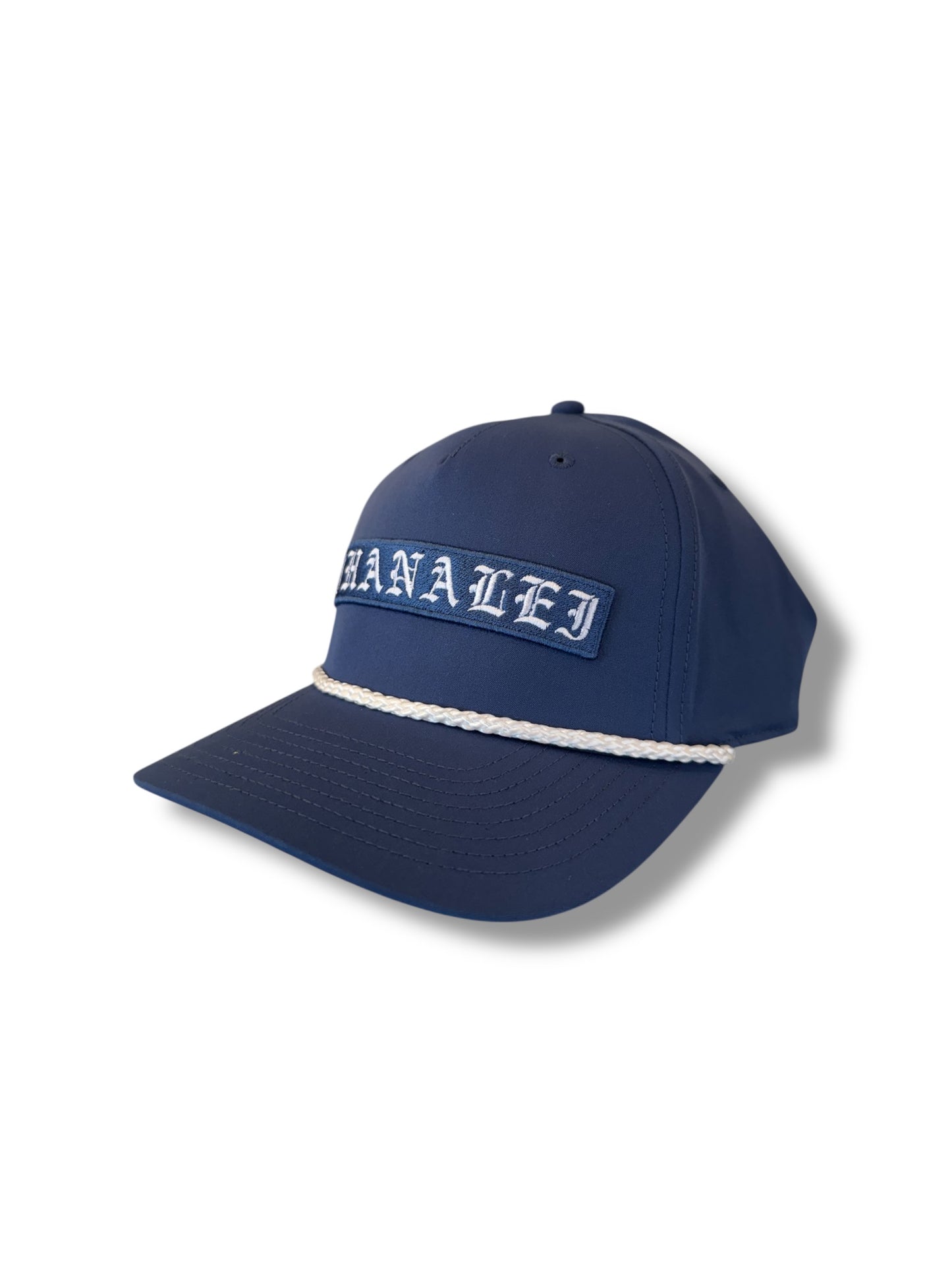 Old English “OHANALEI” Embroidered PATCH  Snapback Hat - Navy
