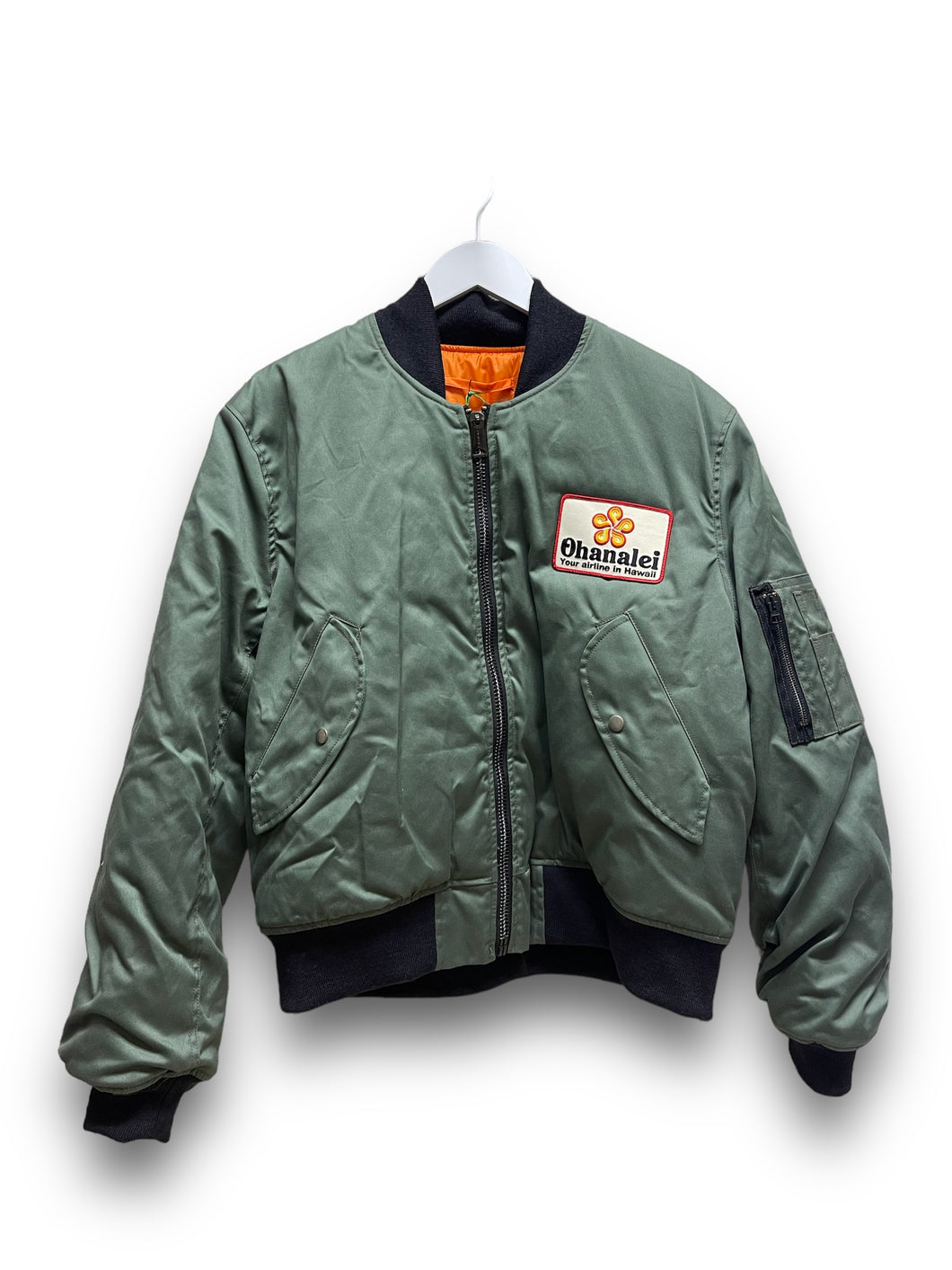 Ohanalei Vintage - Bomber Jacket with “Ohanalei Airlines Flower”Patch