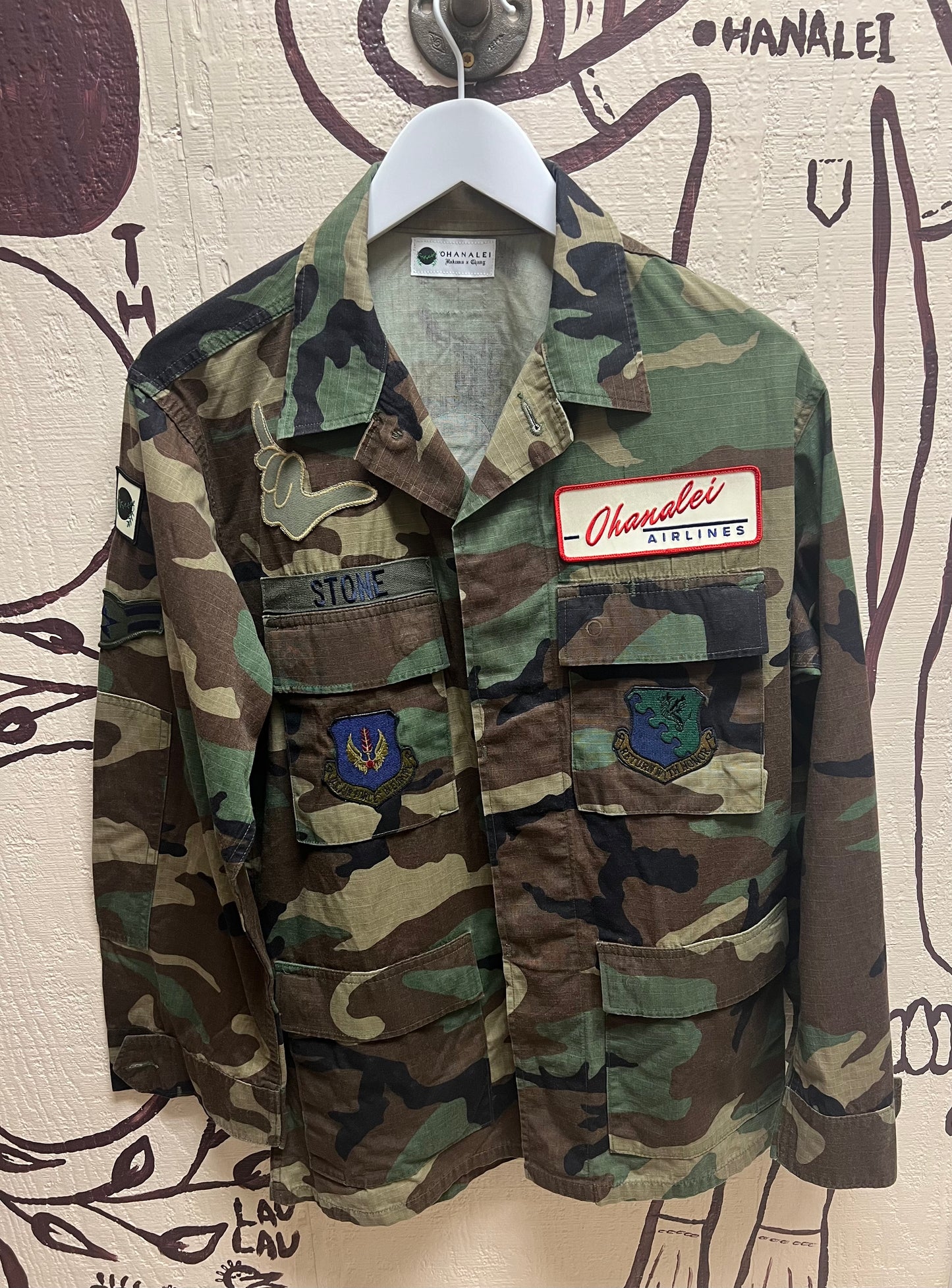 Ohanalei Vintage - Army Camo “Aloha” Jacket with Custom Patches