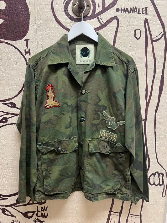 Ohanalei Vintage - Army Camo “Aloha” Jacket with Custom Patches