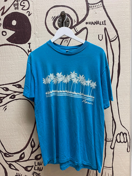 Ohanalei Vintage- “CoconutTree” MAUI Blue Tee